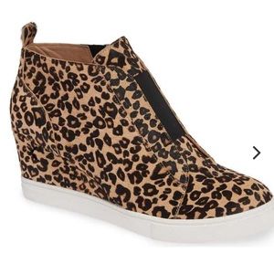 Cheetah print wedge booties